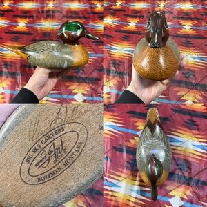 Big Sky Carvers Wood Duck Sport’en Art Decoy Bozeman Montana Hand Carved Painted
